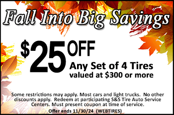 $25 off set of 4 tires coupon