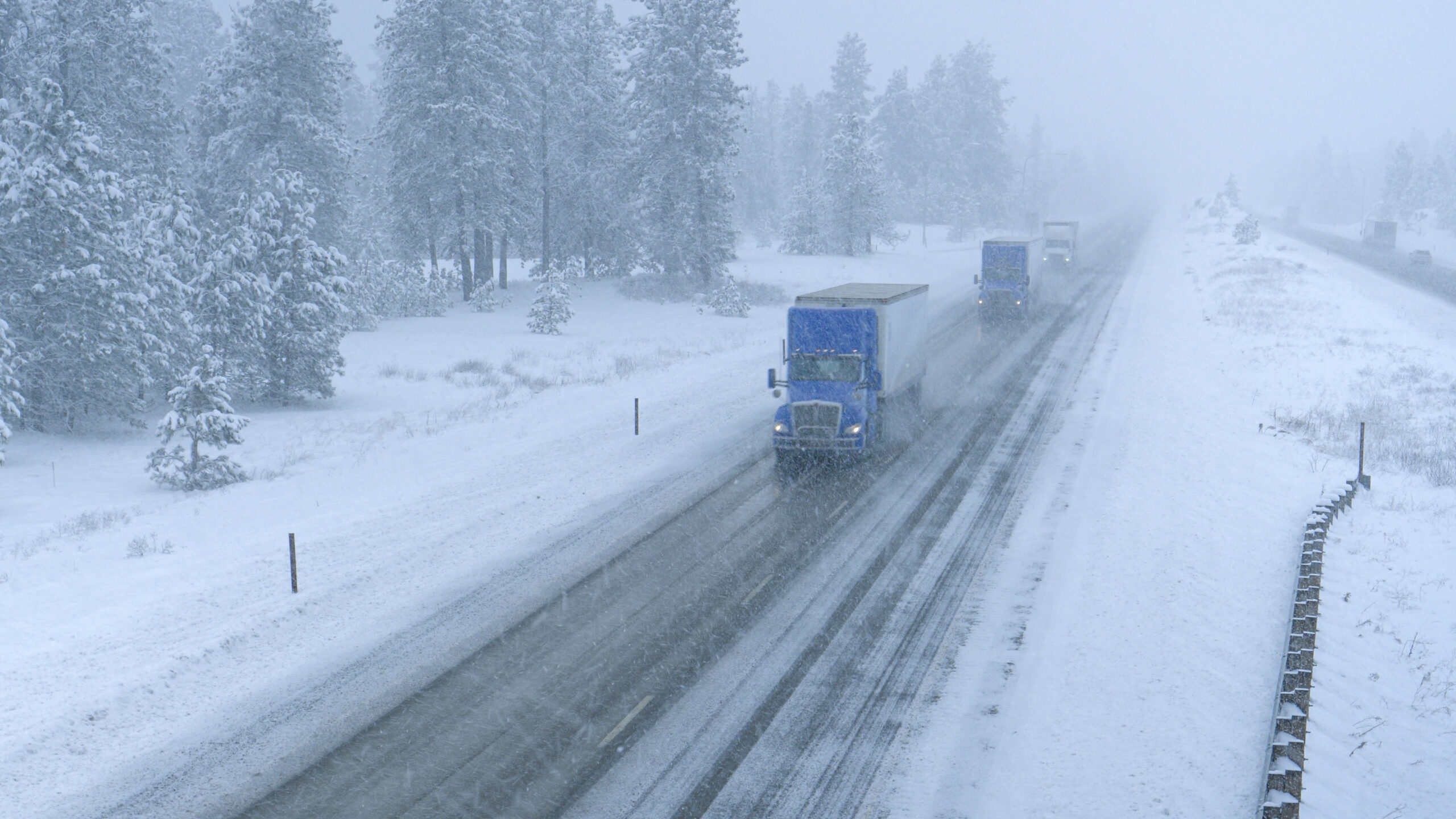 Winter truck driving